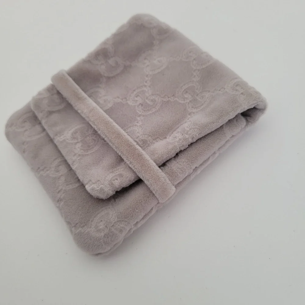 Gucci Grey Velvet GG Monogram Jewelry Pouch Mini Small Dust Bag Case